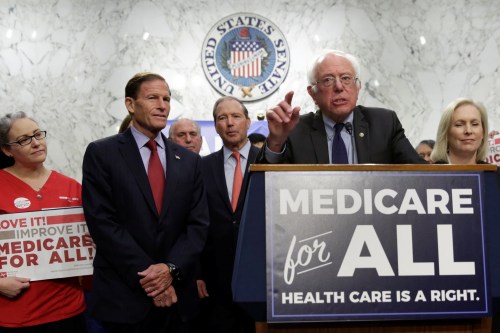 Senator Bernie Sanders (I-VT) speaks during an event to introduce the "Medicare for All Act of 2017" on Capitol Hill in Washington, U.S., September 13, 2017. REUTERS/Yuri Gripas