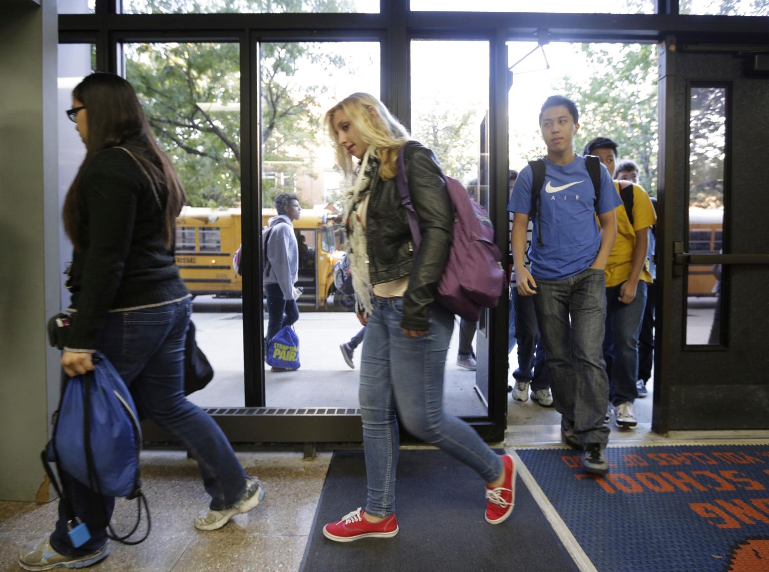 Students make their return to Whitney Young High School in Chicago