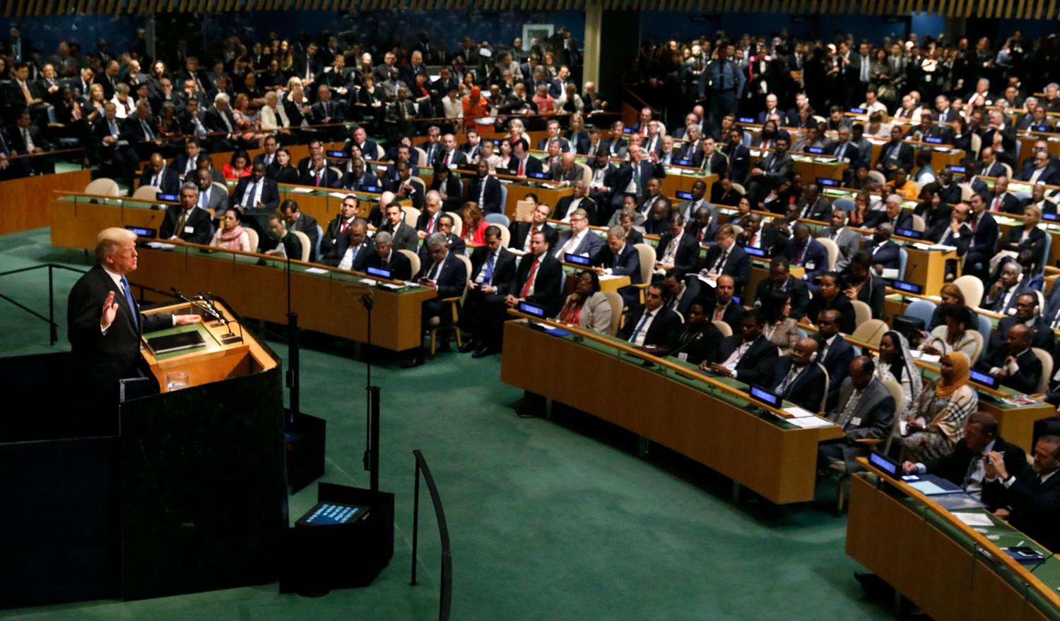 U.S. President Donald Trump addresses the 72nd United Nations General Assembly at U.N. headquarters in New York, U.S., September 19, 2017. REUTERS/Brendan Mcdermid - HP1ED9J1M5PW4