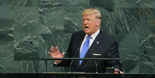 U.S. President Donald Trump addresses the 72nd United Nations General Assembly at U.N. headquarters in New York, U.S., September 19, 2017. REUTERS/Lucas Jackson - HP1ED9J17TXSM