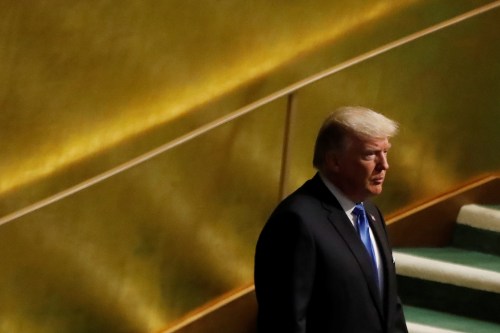 U.S. President Donald Trump arrives to address the 72nd United Nations General Assembly at U.N. headquarters in New York, U.S., September 19, 2017. REUTERS/Shannon Stapleton - RC1B4855D190