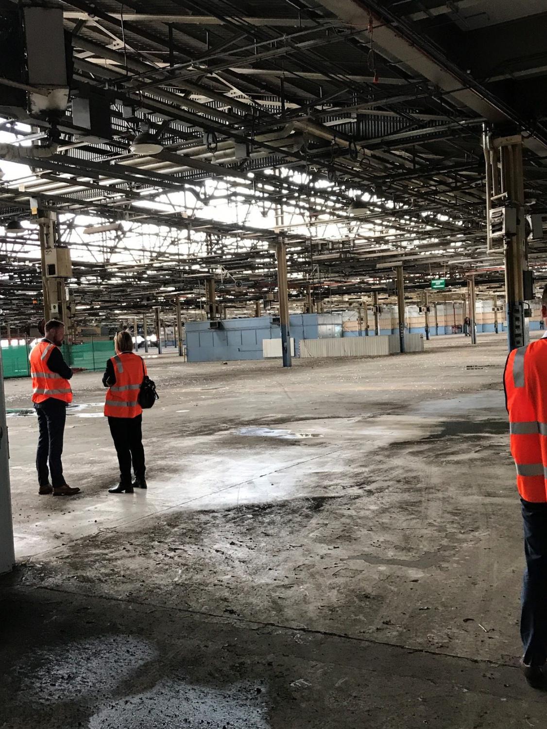 Touring Fishermans Bend. Creating an authentic industrial flex space for start-ups and scale-ups could help generate a “critical mass” of workers in a walkable radius. Photo: Julie Wagner