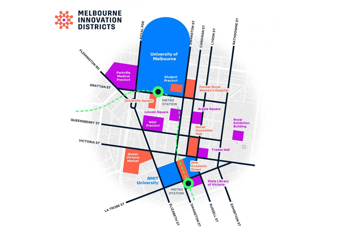 Map of Melbourne Innovation District. Photo: City of Melbourne