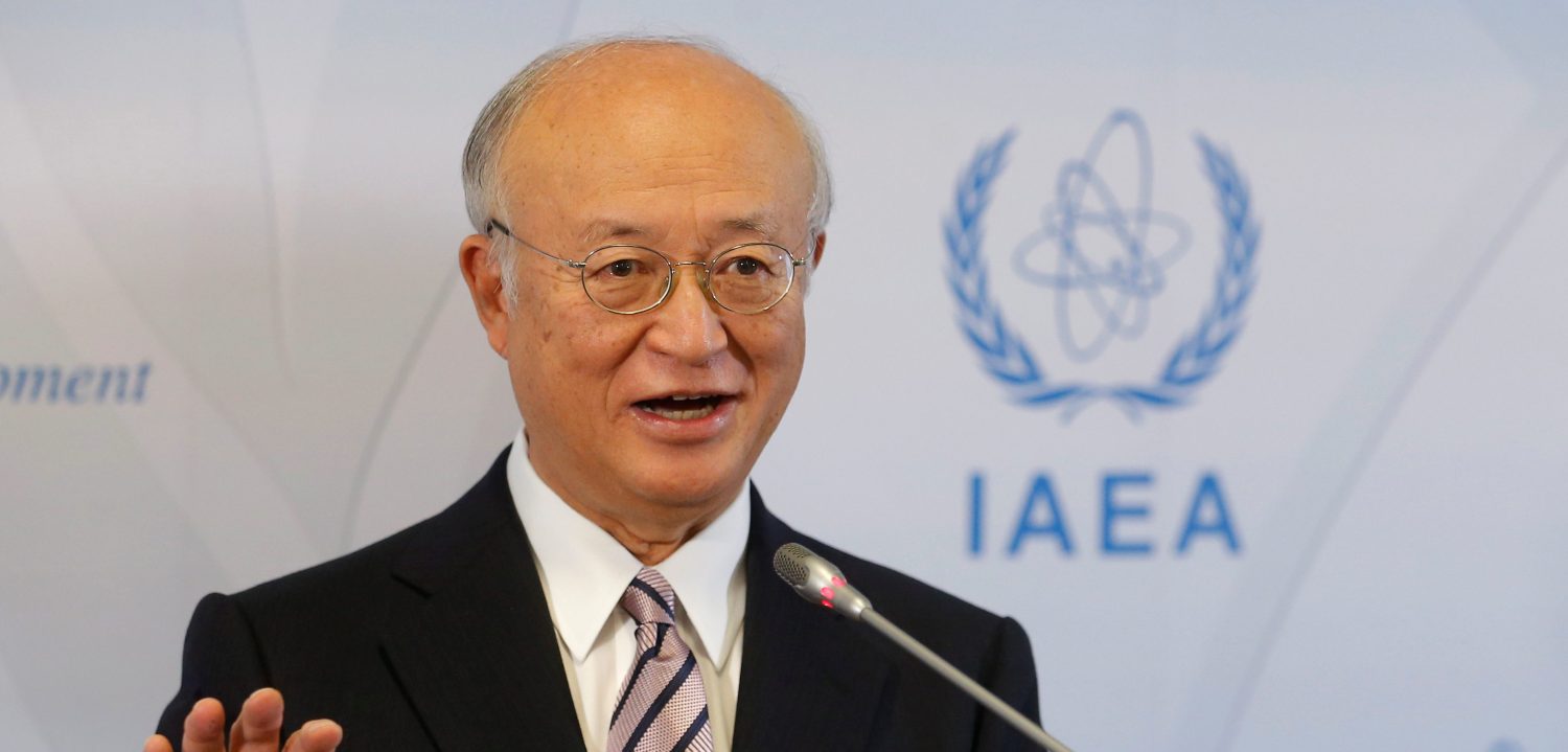 International Atomic Energy Agency (IAEA) Director General Yukiya Amano addresses a news conference during a board of governors meeting at the IAEA headquarters in Vienna, Austria, September 11, 2017. REUTERS/Heinz-Peter Bader - RC18CD7AE780