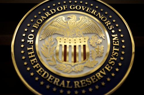 The seal for the Board of Governors of the Federal Reserve System is on display in Washington, DC.