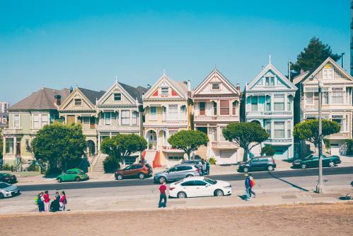Photo: A San Francisco street with houses and people