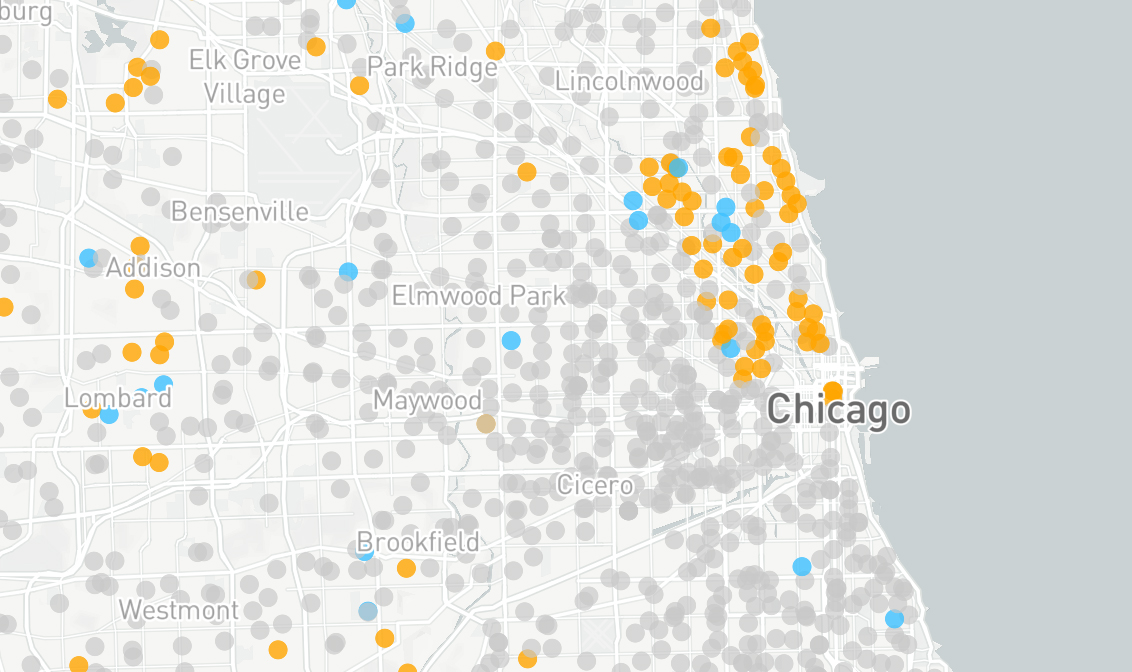 Map of racial imbalances in U.S. public schools