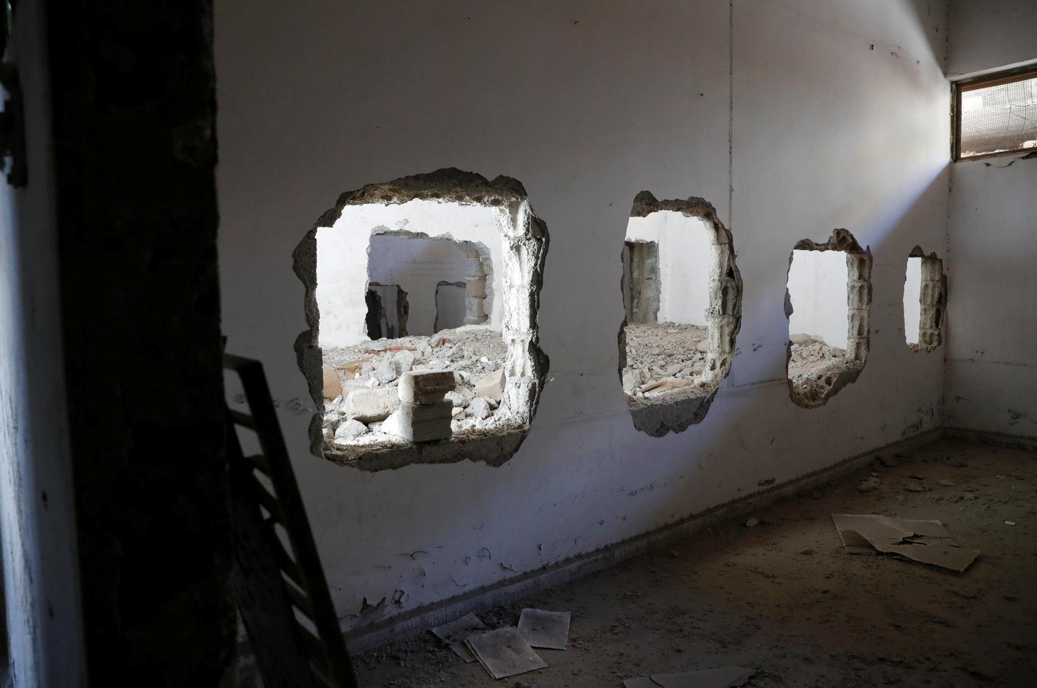 A view of a bunker of Islamic State militants under the stadium in Raqqa, Syria October 18, 2017. REUTERS/Erik De Castro - RC17C8DD42D0