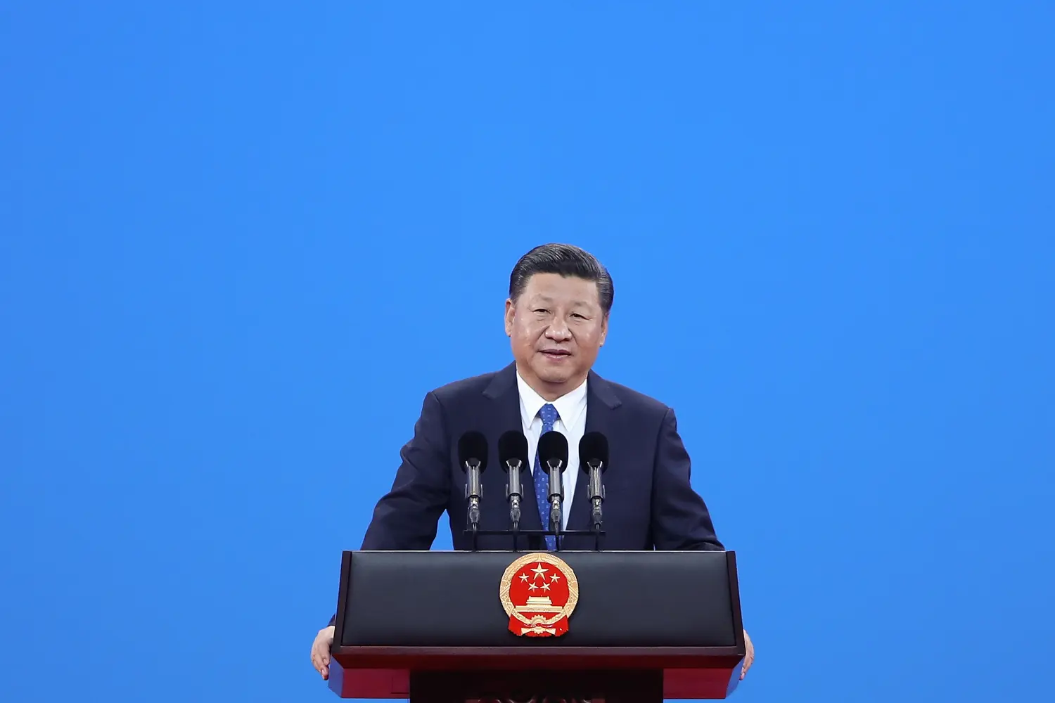 Chinese President Xi Jinping speaks during the 86th INTERPOL General Assembly at Beijing National Convention Center on September 26, 2017 in Beijing, China. REUTERS/Lintao Zhang/Pool