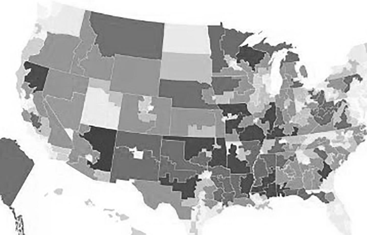 Obscured black and white map.