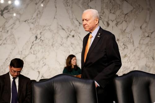 Sen. Orrin Hatch (R-UT) arrives for a markup on the "Tax Cuts and Jobs Act" on Capitol Hill in Washington, U.S., November 15, 2017. REUTERS/Aaron P. Bernstein - RC1A475051C0