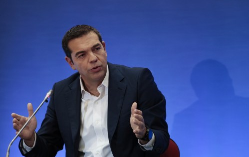 Greek PM Tsipras speaks during a news conference at the annual International Trade Fair of the city of Thessaloniki