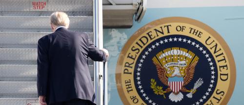 U.S. President Donald Trump boards Air Force One as they depart for Seoul, at U.S. Air Force Yokota base in Fussa, on the outskirts of Tokyo, Japan, November 7, 2017. REUTERS/Toru Hanai - RC122467C1D0