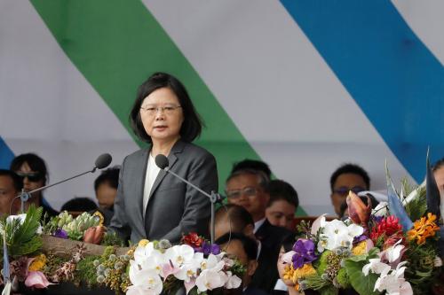 Taiwan President Tsai Ing-wen gives a speech during the National Day celebrations in Taipei, Taiwan, October 10, 2017.