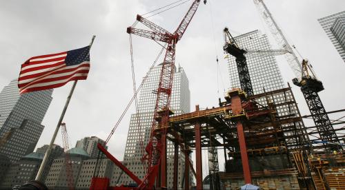 A general view of the World Trade Center construction site in New York, September 8, 2009. REUTERS/Shannon Stapleton (UNITED STATES CITYSCAPE BUSINESS SOCIETY) - GM1E599062H01