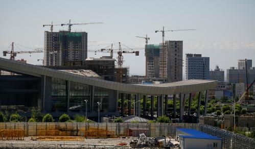 Construction site is seen at Chinese side of the China-Kazakhstan Khorgos International Border Cooperation Center (ICBC), in Khorgos, China May 12, 2017. Picture taken May 12, 2017. REUTERS/Shamil Zhumatov - RC135481F090