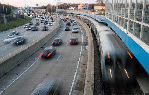 Travelers navigate the traffic as people hit the road before the busy Thanksgiving Day weekend in Chicago