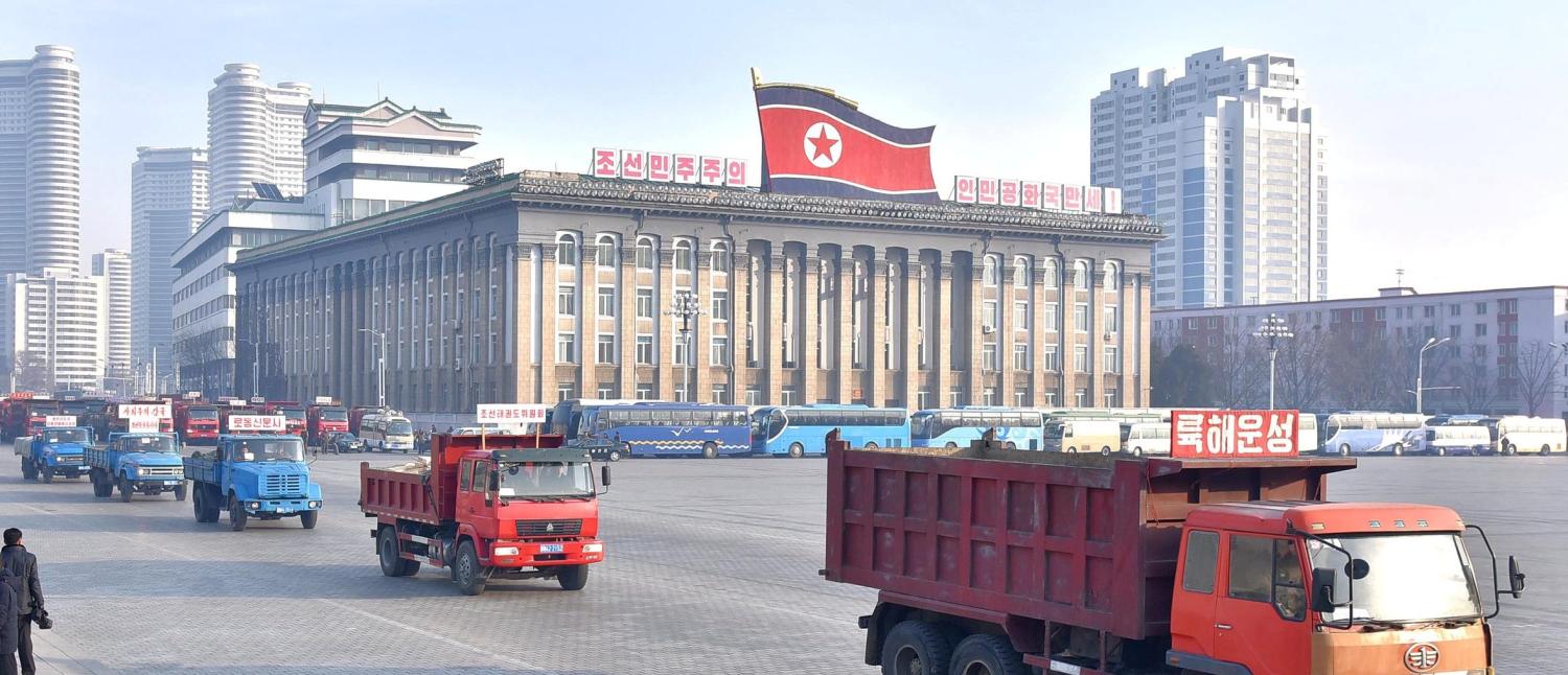 North KoreaÕs government officers depart for this year's first weekly Friday's labor workday at a farm near Pyongyang, in this photo released by North Korea's Korean Central News Agency (KCNA) in Pyongyang January 5, 2018. KCNA via REUTERS ATTENTION EDITORS - THIS PICTURE WAS PROVIDED BY A THIRD PARTY. REUTERS IS UNABLE TO INDEPENDENTLY VERIFY THE AUTHENTICITY, CONTENT, LOCATION OR DATE OF THIS IMAGE. NO THIRD PARTY SALES. NOT FOR USE BY REUTERS THIRD PARTY DISTRIBUTORS. SOUTH KOREA OUT. - RC1DF83C9D90