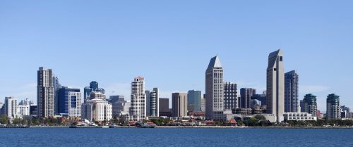 The city skyline of San Diego, California.