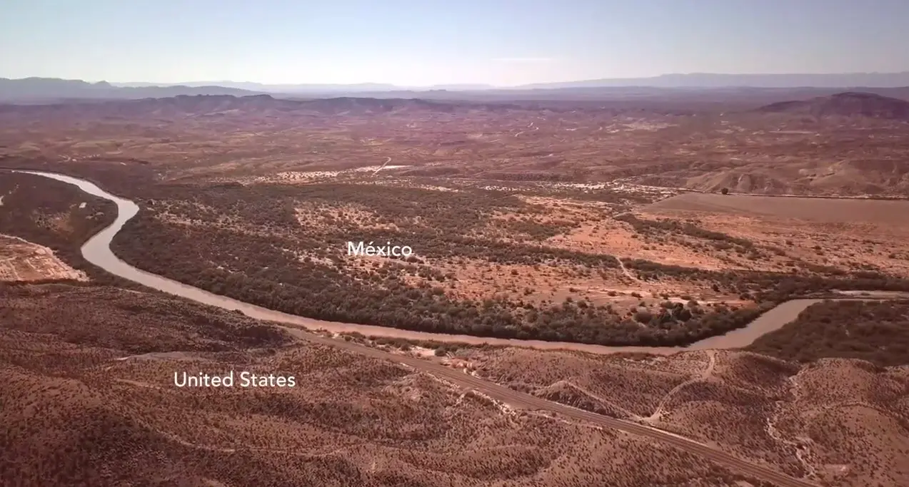 Still from video footage of the US-Mexico border