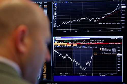 A trader works on the floor of the New York Stock Exchange.
