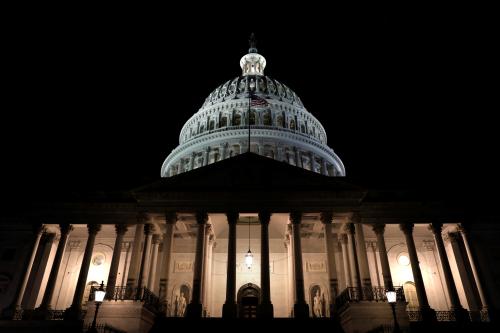 U.S. Capitol is seen shortly after beginning of the Government shutdown in Washington.