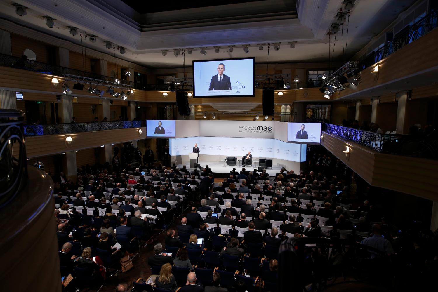 NATO Secretary General Jens Stoltenberg talks at the Munich Security Conference in Munich, Germany, February 16, 2018. REUTERS/Michaela Rehle - UP1EE2G179NWO