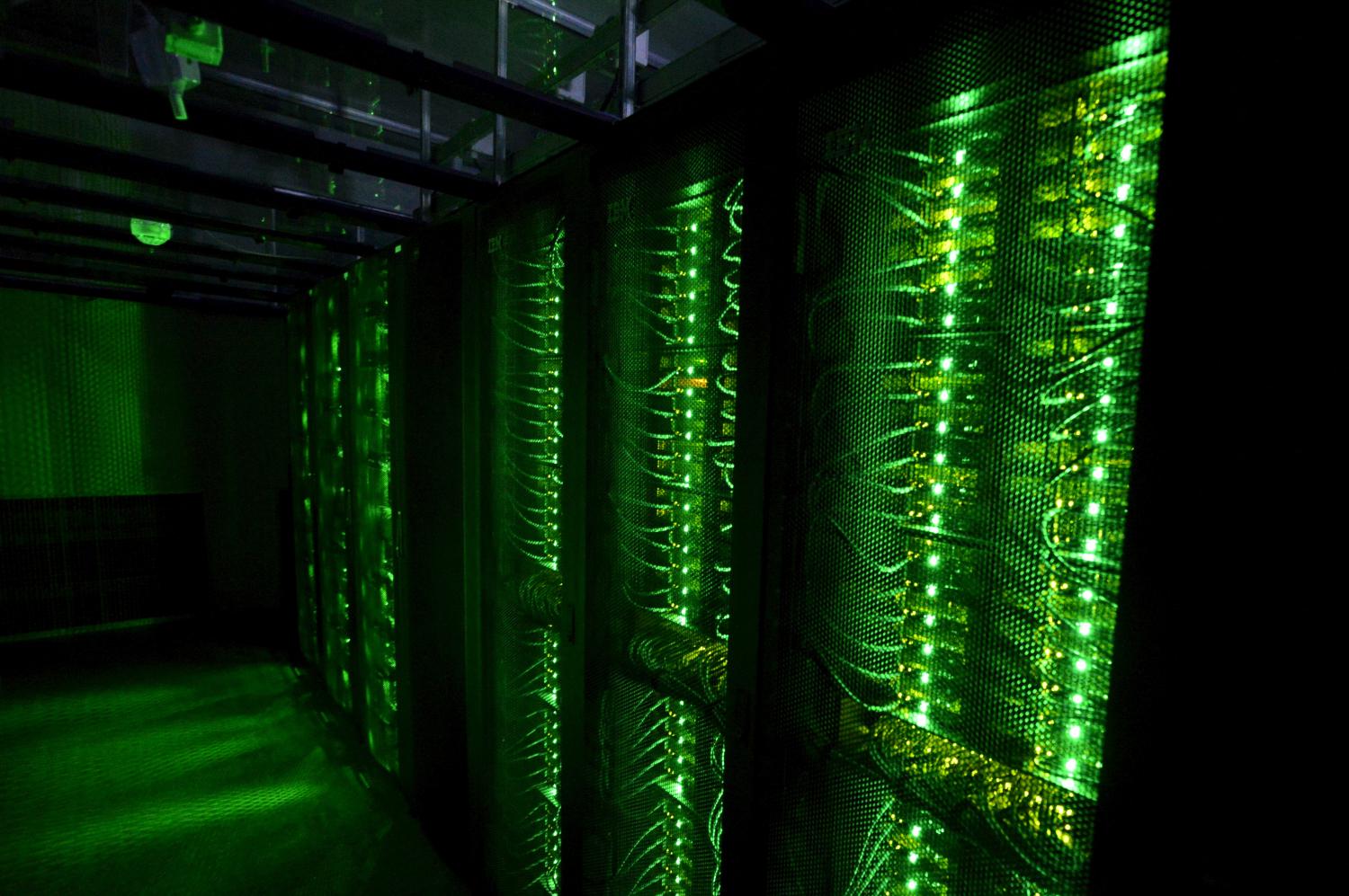 Servers for data storage are seen at Advania's Thor Data Center in Hafnarfjordur, Iceland