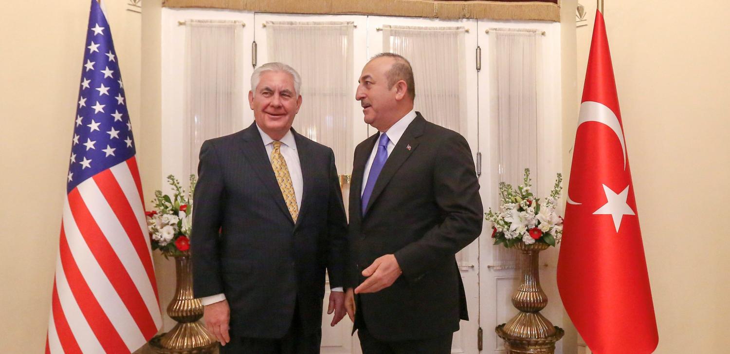 Turkish Foreign Minister Mevlut Cavusoglu meets U.S. Secretary of State Rex Tillerson in Ankara, Turkey, February 16, 2018. REUTERS/Cem Ozdel/Pool - RC125D3FDF70