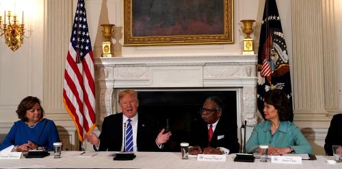 U.S. President Donald Trump holds a meeting on his infrastructure initiative at the White House in Washington, U.S., February 12, 2018. REUTERS/Kevin Lamarque - RC1113AB30F0