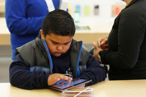 A child uses a tablet