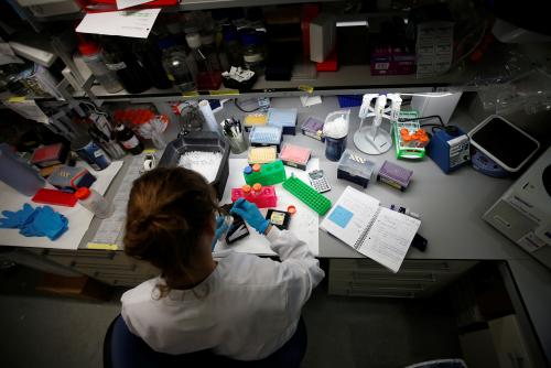 A scientist working in cancer research laboratories at Oxford University