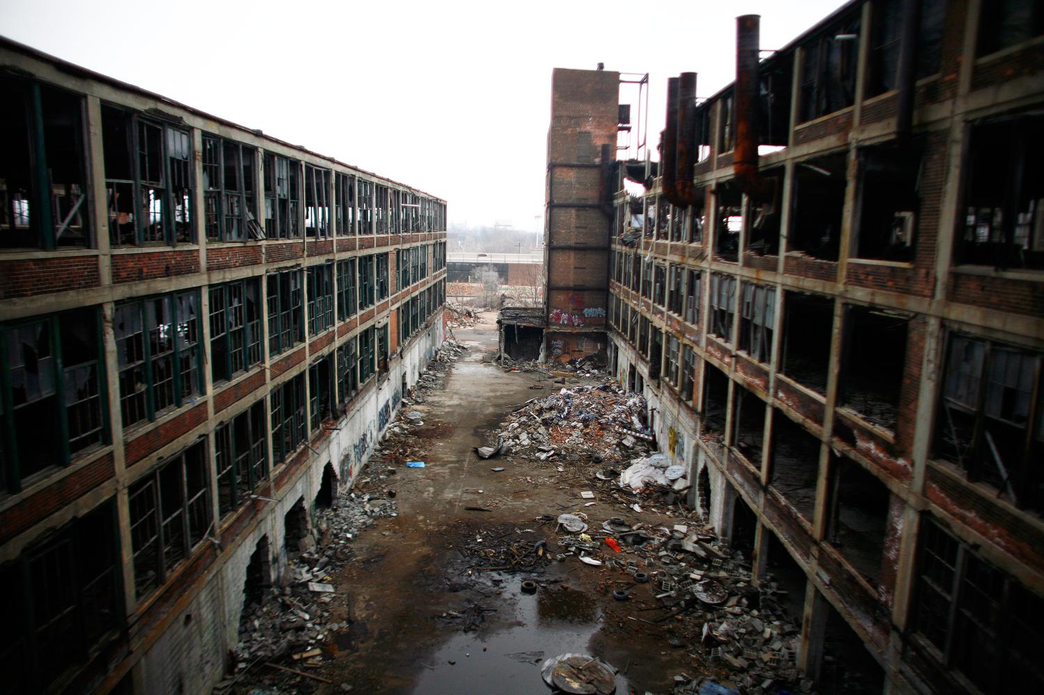 The abandoned and decaying manufacturing plant of Packard Motor Car is seen in Detroit, Michigan April 2, 2011.