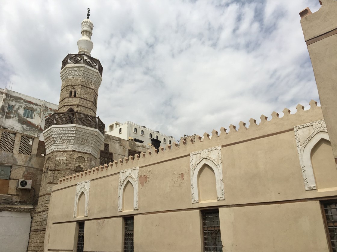 Al Shafi’i Mosque in old Jeddah, considered the oldest remaining mosque in the city (the minaret is estimated at 900 years old and parts of the building may be much older). It’s been under renovation for years.