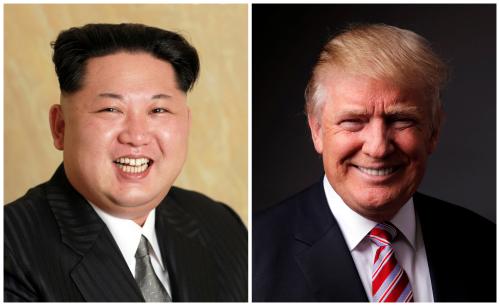 A combination photo shows a Korean Central News Agency (KCNA) handout of North Korean leader Kim Jong Un released on May 10, 2016, and Republican U.S. presidential candidate Donald Trump posing for a photo after an interview with Reuters in his office in Trump Tower, in the Manhattan borough of New York City, U.S., May 17, 2016. REUTERS/KCNA handout via Reuters/File Photo & REUTERS/Lucas Jackson/File PhotoATTENTION EDITORS - THE KCNA IMAGE WAS PROVIDED BY A THIRD PARTY. EDITORIAL USE ONLY. REUTERS IS UNABLE TO INDEPENDENTLY VERIFY THIS IMAGE. NO THIRD PARTY SALES. NOT FOR USE BY REUTERS THIRD PARTY DISTRIBUTORS. SOUTH KOREA OUT. NO COMMERCIAL OR EDITORIAL SALES IN SOUTH KOREA. TPX IMAGES OF THE DAY - S1BETEQQBGAA