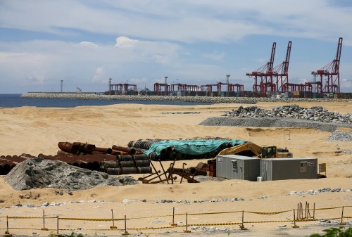 The China-funded "Colombo Port City" project, whose development is suspended, is seen in Colombo