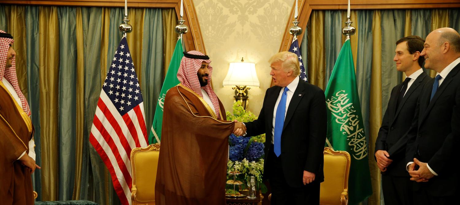 U.S. President Donald Trump meets with Saudi Arabia's Deputy Crown Prince and Minister of Defense Mohammed bin Salman (center L) at the Ritz Carlton Hotel in Riyadh, Saudi Arabia May 20, 2017. REUTERS/Jonathan Ernst - RC19D7D768F0