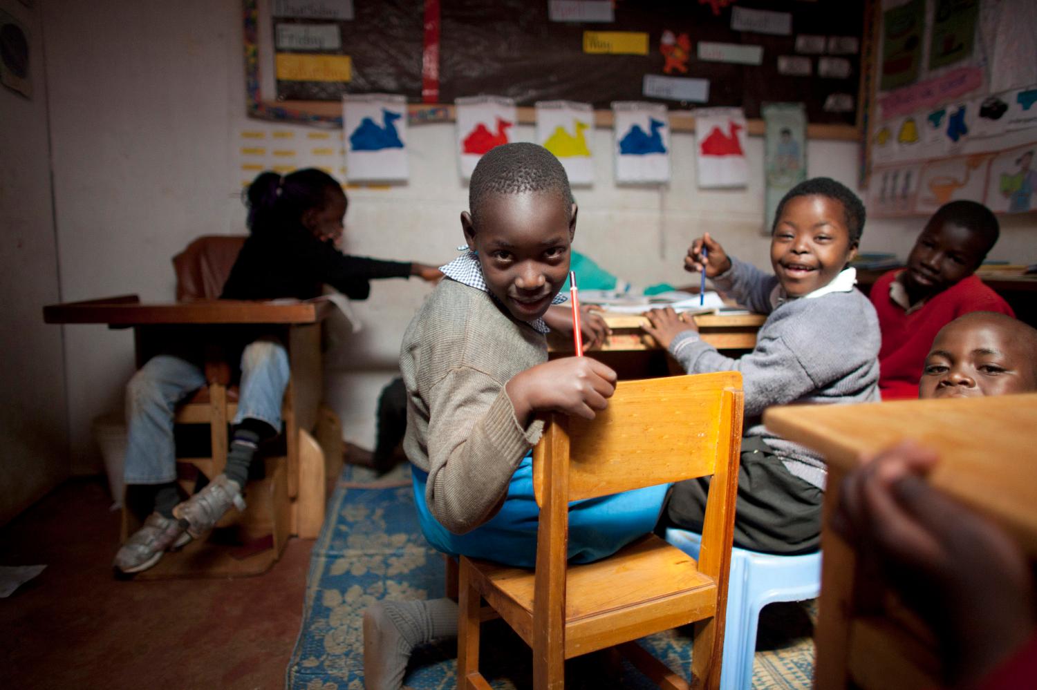 Pupils attend a lesson at the Little Rock Inclusive Early Childhood Development Centre in Nairobi