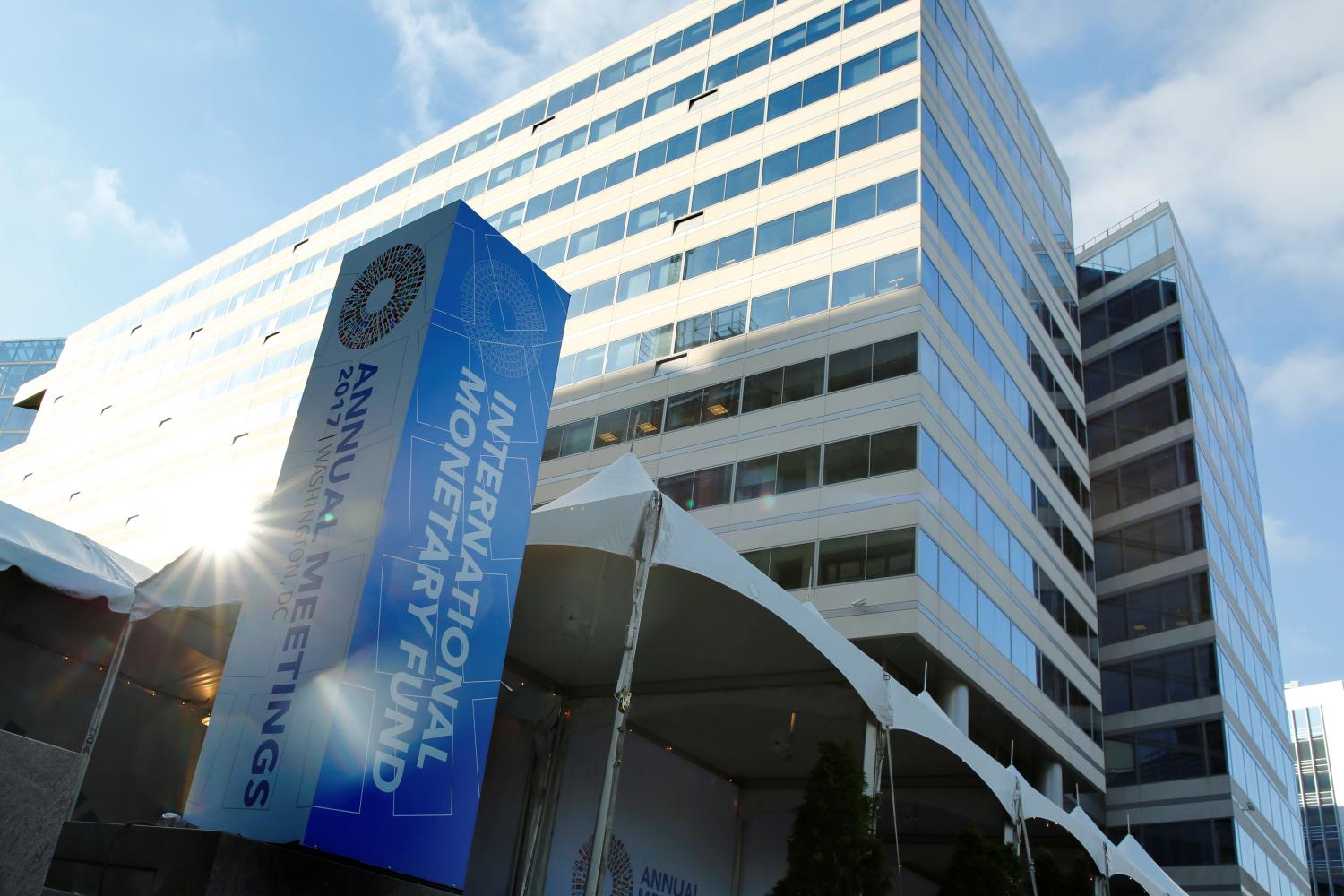 International Monetary Fund (IMF) headquarters building is seen during the IMF/World Bank annual meetings.