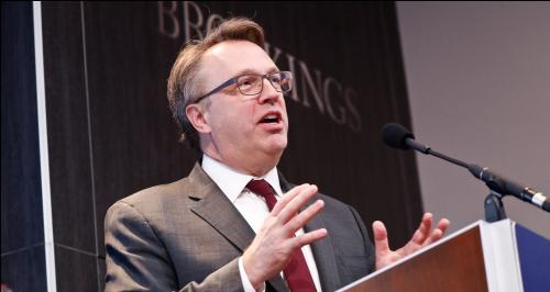 John C. Williams speaks at an event at the Brookings Institution.