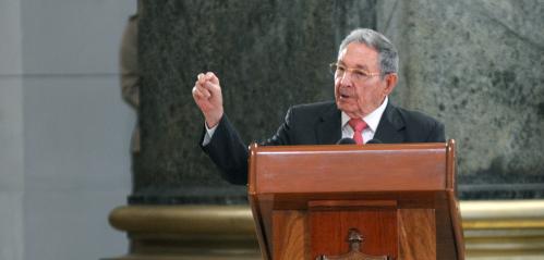 Cuba's President Raul Castro addresses the audience during a ceremony where he decorated leaders of the Cuban revolution with the honorary title of Hero of Labour of the Republic of Cuba, at the Capitol in Havana, Cuba February 24, 2018. Omara Garcia Mederos/ACN/Handout via REUTERS ATTENTION EDITORS - THIS IMAGE HAS BEEN SUPPLIED BY A THIRD PARTY. - RC1366C3C220