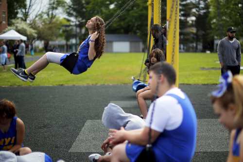 Students from the New York Institute for Special Education swing.