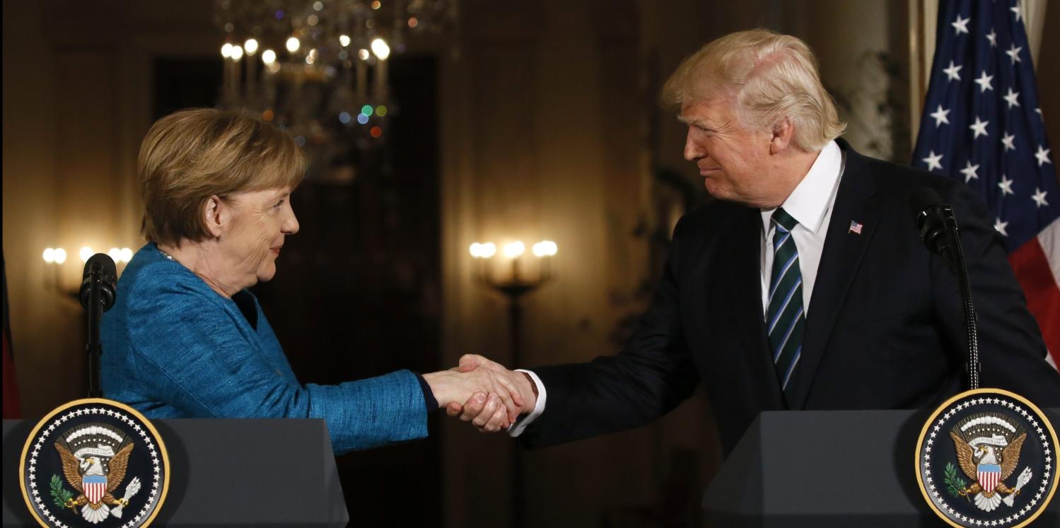 U.S. President Trump and German Chancellor Merkel hold a joint news conference in Washington.