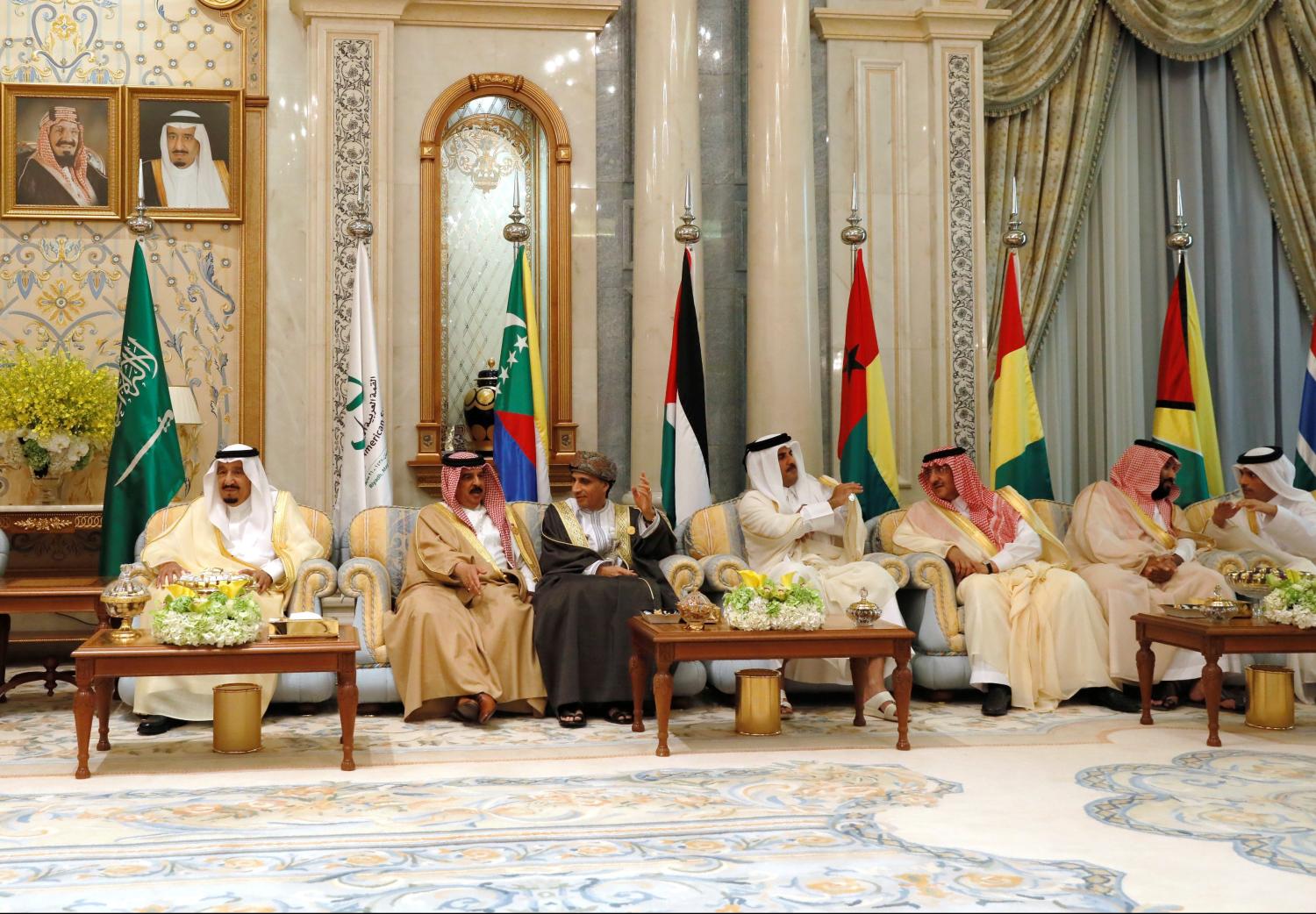 Saudi Arabia's King Salman and other GCC leaders at a summit in Riyadh.