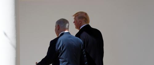 U.S. President Donald Trump and Israel Prime Minister Benjamin Netanyahu walk to the Oval Office of the White House in Washington, U.S., March 5, 2018. REUTERS/Kevin Lamarque - RC1F85EE2CE0