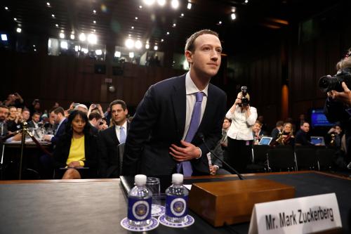 Facebook CEO Mark Zuckerberg arrives to testify before a Senate Judiciary and Commerce Committees joint hearing