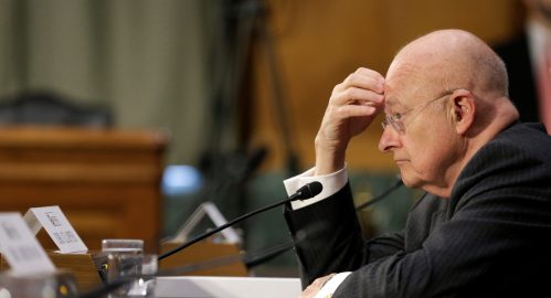 Director of National Intelligence (DNI) James Clapper testifies to the Senate Select Committee on Intelligence hearing on Russias intelligence activities" on Capitol Hill in Washington, U.S., January 10, 2017. REUTERS/Joshua Roberts - RC145A0A3350