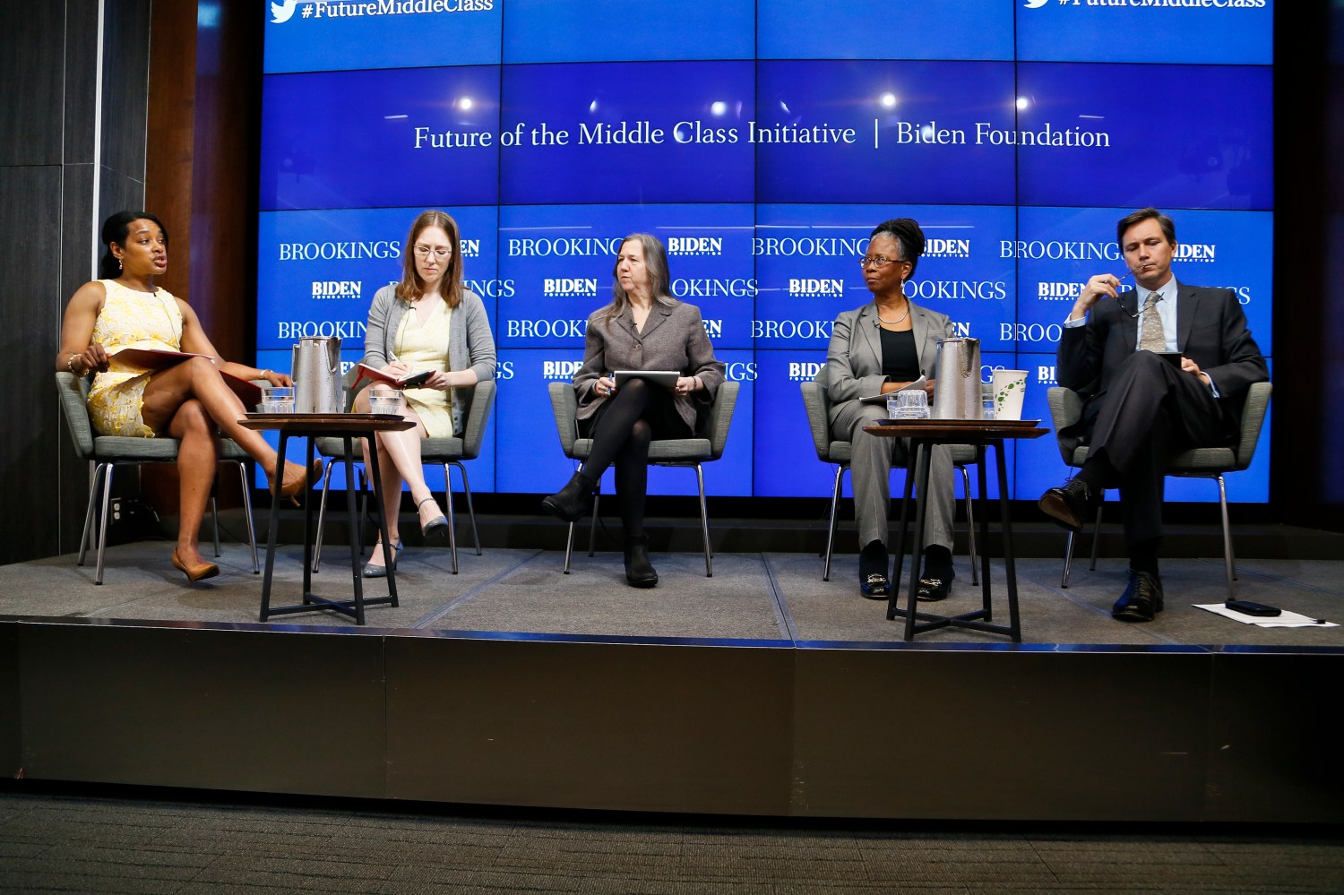 Panelists on stage at the launch event of the Future of the Middle Class Initiative.