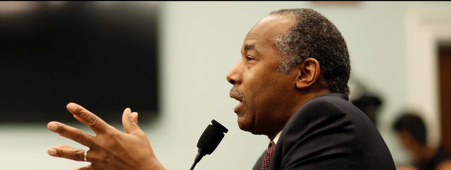 U.S. Secretary of Housing and Urban Development Ben Carson testifies to the House Appropriations Transportation, Housing and Urban Development and Related Agencies Subcommittee on the FY2019 budget request for the Department Housing and Urban Development on Capitol Hill in Washington, U.S., March 20, 2018. REUTERS/Joshua Roberts - RC1382812B90