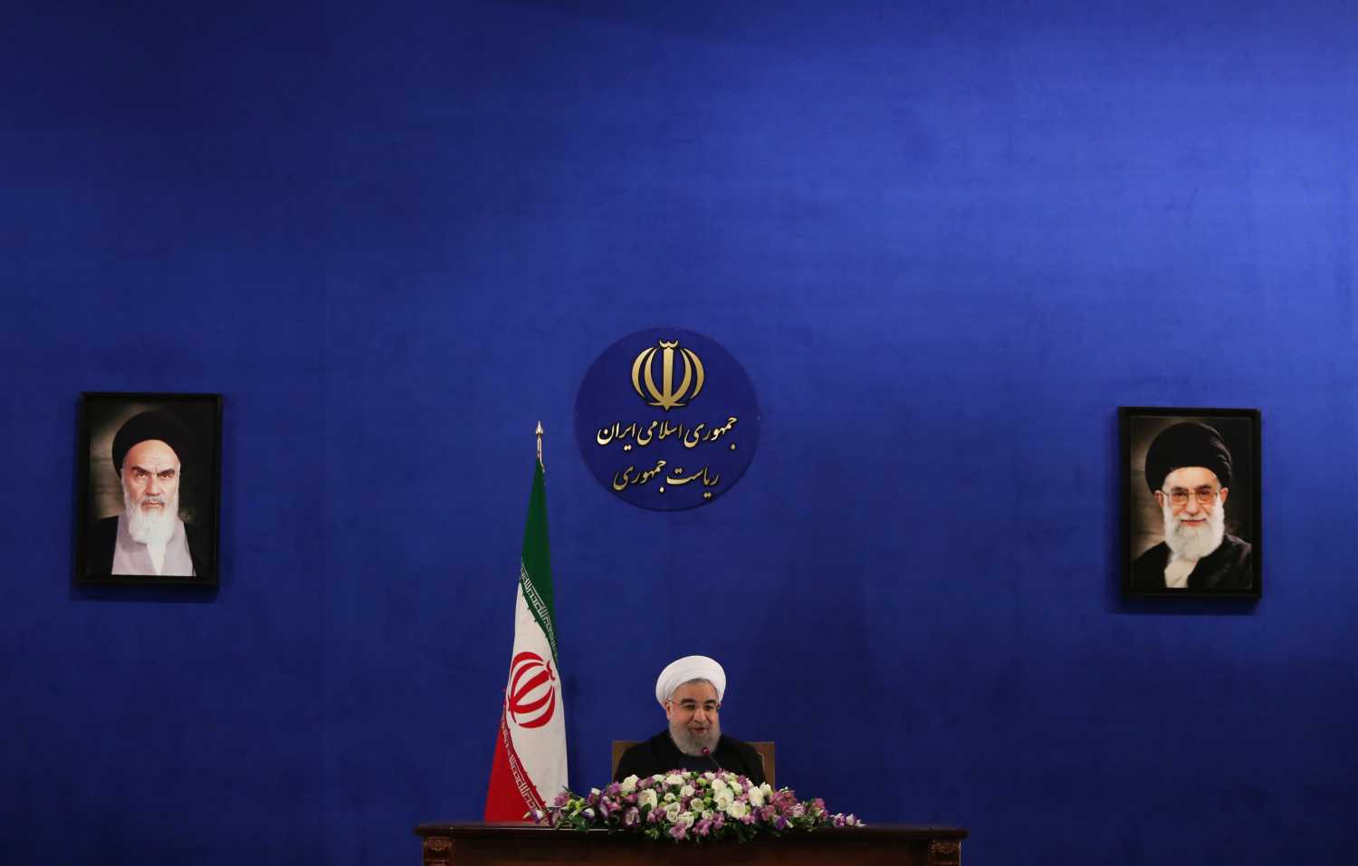 Iranian president Hassan Rouhani attends a news conference in Tehran, Iran, May 22, 2017.